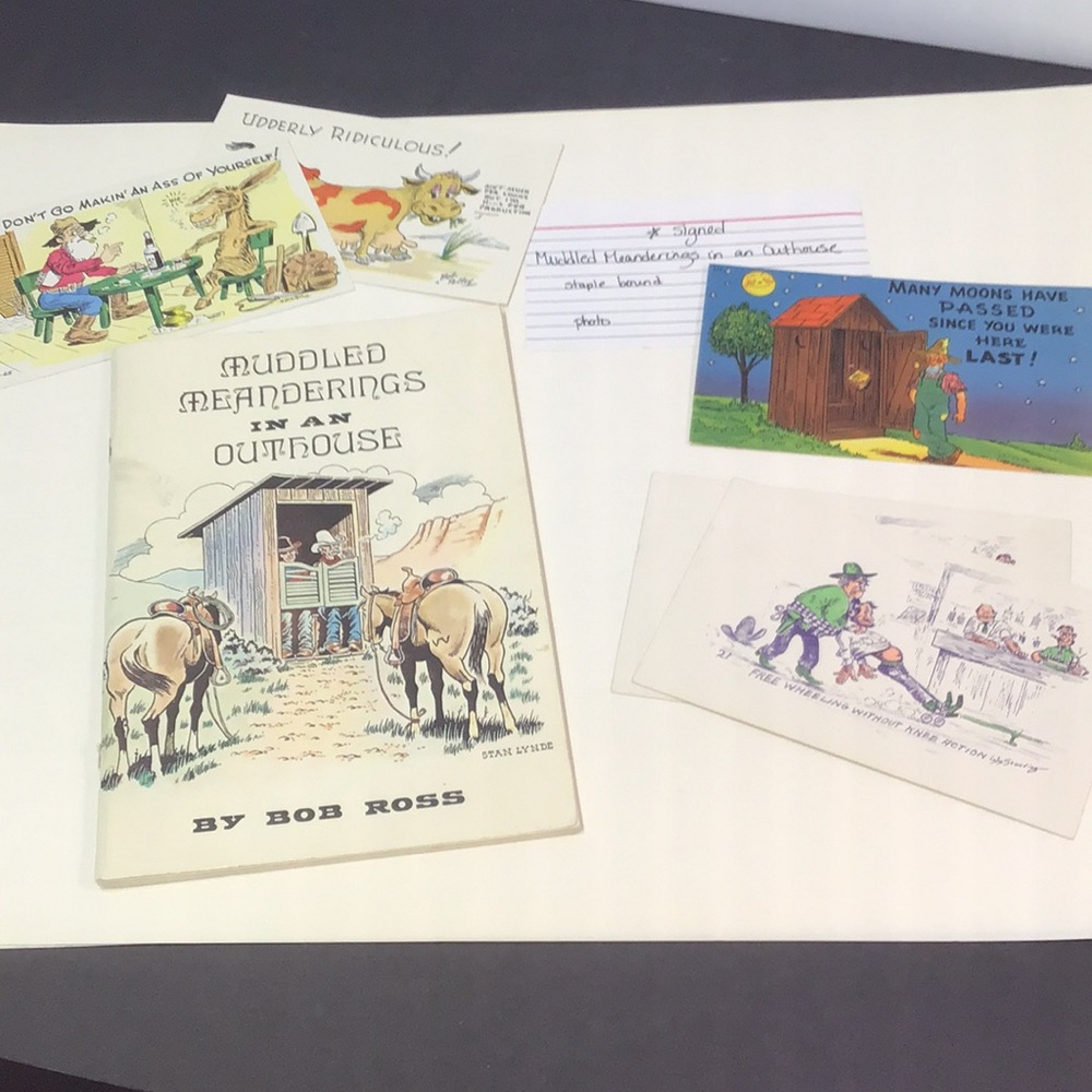 Muddled Meanderings in an Outhouse by Bob Ross Signed book & bonus postcards